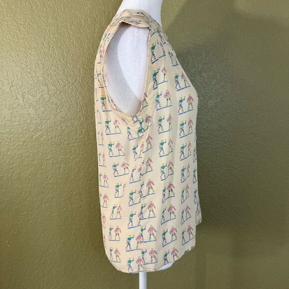 Chloe Size EU 38 The Human Life Sleeveless Tan Blouse Top Shirt Mock Neck Rare - Picture 4 of 6